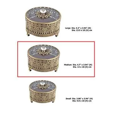 SEHAMANO Vintage Round Jewelry Trinket Box - Antique Look