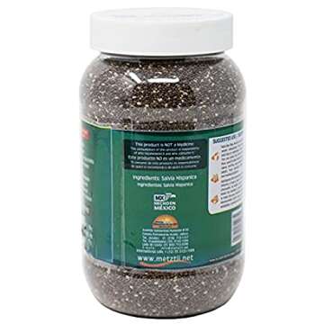 Metztli Chia Seeds, Superfood, Source of Fiber, Gluten-Free, Sugar-Free, Sodium-Free, 13 Oz, Jar