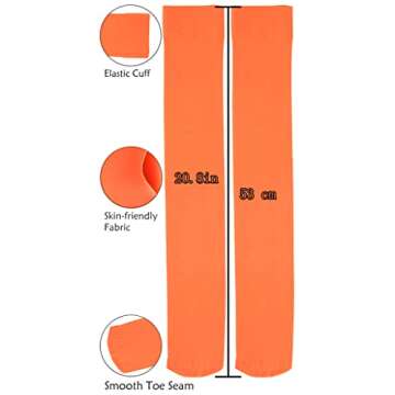 Lastclream Women Costume Thigh High Stockings for Girls Over Knee Socks Cosplay Plus Size Velma Costume Adult Hosiery (Orange)