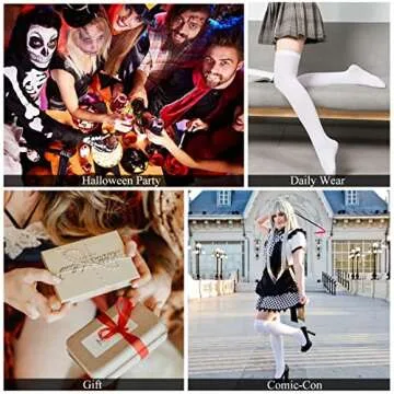 Lastclream Women Costume Thigh High Stockings for Girls Over Knee Socks Cosplay Plus Size Velma Costume Adult Hosiery (Orange)