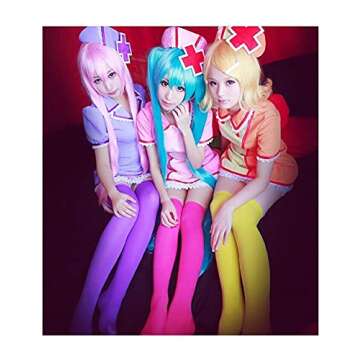 Lastclream Women Costume Thigh High Stockings for Girls Over Knee Socks Cosplay Plus Size Velma Costume Adult Hosiery (Orange)