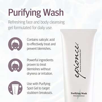 Epionce Purifying Wash - Facial & Body Cleanser for Oily & Problem Skin with Salicylic Acid, Menthol...