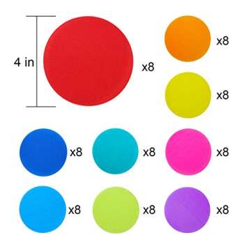 Carpet Floor Spots Markers, Circles Dots for Teachers and Kids, 4 Inch 72 Pack, Flexible Classroom R...