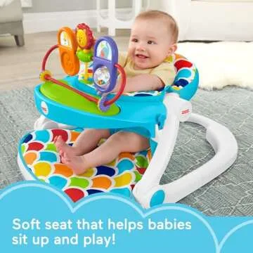 Fisher-Price Portable Baby Chair, Deluxe Sit-Me-Up Floor Seat with Removable Toys and Snack Tray, Ha...