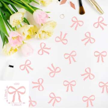 Pink Bow Confetti, Sparkling Bow Party Decorations, Girls' Birthday Party Decorations Pink Bow Photo...