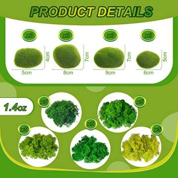 12 Pcs Artificial Moss Rock and 200 Gram Preserved Green Moss, Decorative Faux Green Stones Assorted...