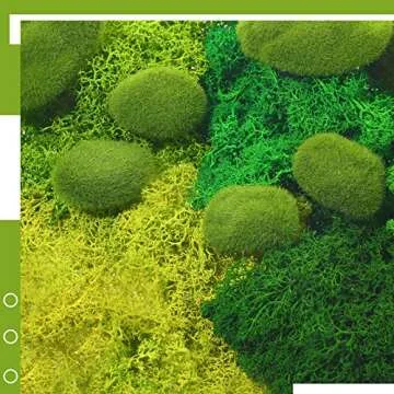 12 Pcs Artificial Moss Rock and 200 Gram Preserved Green Moss, Decorative Faux Green Stones Assorted Size Fake Moss Balls 5 Colors Floral Moss for Diary Garden DIY Craft Terrariums Potted Plants