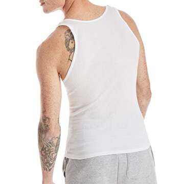 Hanes Men's ComfortSoft Tagless Tank Undershirts White 3-Pack
