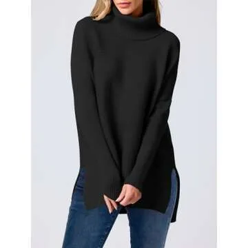 Shop ANRABESS Oversized Turtleneck Sweater for Stylish Comfort