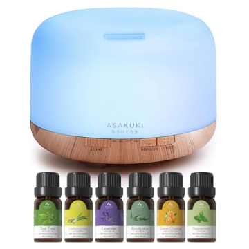 ASAKUKI 500ml Diffuser with Essential Oil Gift Set