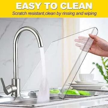 Yialins Acrylic Cutting Boards for Kitchen Counter, Anti-Slip Transparent Cutting Board with Lip for Countertop Protection at Home or Restaurant (18x16in)