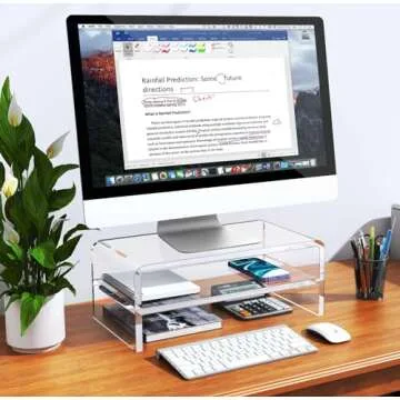 Egchi Acrylic Monitor Stand - Ergonomic 2 Tier Design
