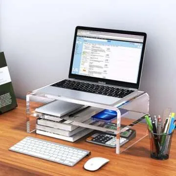 Egchi Acrylic Monitor Stand - Ergonomic 2 Tier Design