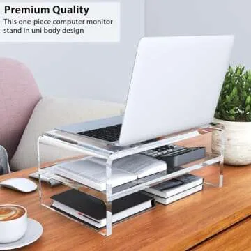 Egchi Acrylic Monitor Stand - Ergonomic 2 Tier Design