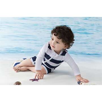 Toddler Boys Swimsuit with Full Zip and Sun Protection