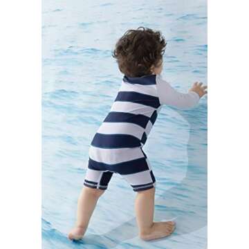 Toddler Boys Swimsuit with Full Zip and Sun Protection