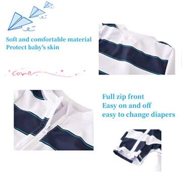 Toddler Boys Swimsuit with Full Zip and Sun Protection