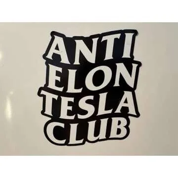 Anti Elon Tesla Club Car Magnet 5 inch XL Viral Logo Non-Adhesive Tesla Musk Decal Cling for Model 3 Y X Cybertruck | MadPufferStickers Brand