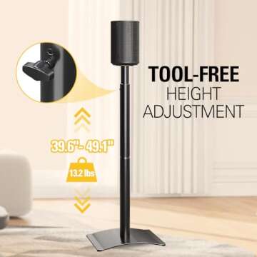 Mounting Dream Speaker Stands for Sonos Era 100, One, One SL, Play:1, Height Adjustable Up to 49.1",...