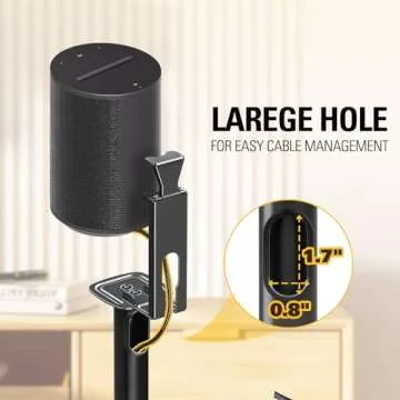 Mounting Dream Speaker Stands for Sonos Era 100, One, One SL, Play:1, Height Adjustable Up to 49.1", Set of 2 Surround Sound Speaker Stand with Cable Management, 13.2 LBS Loading MD5412