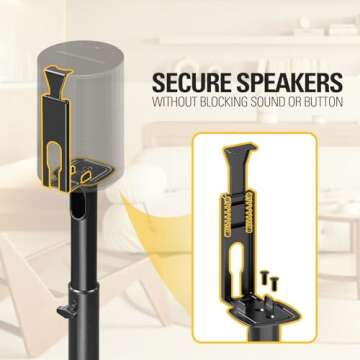Mounting Dream Speaker Stands for Sonos Era 100, One, One SL, Play:1, Height Adjustable Up to 49.1", Set of 2 Surround Sound Speaker Stand with Cable Management, 13.2 LBS Loading MD5412