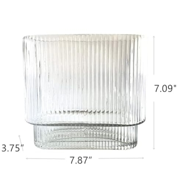 Elegant Ribbed Glass Flower Vase for Stylish Decor