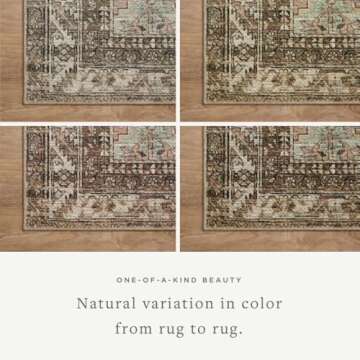Loloi Amber Lewis Billie Collection, Clay & Sage 6'-0" x 9'-0" Area Rug – Antique & Distressed Accent Rugs for Living Room, Bedroom, Entryway & Hallway, No Shed High Traffic Area Home Decor Rug