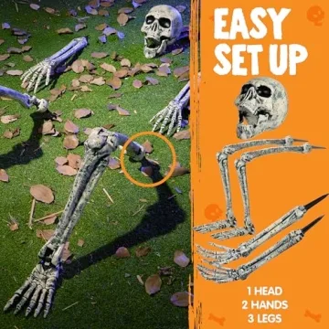 JOYIN 5 Pcs Halloween Skeleton Decorations for Outdoor