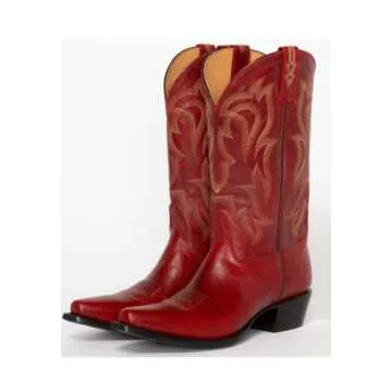 MissHeel Red Cowgirl Boots for Women Cowboy Boots Short Western Boots Wide Calf Block Heel Justin Bo...