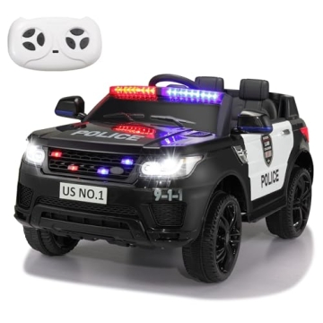 TOBBI Police Car Ride-On Electric Car for Kids - Fun Battery Powered Cop Car with Remote, Sirens, Mu...