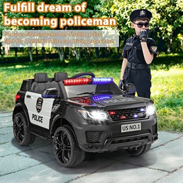 TOBBI Ride-On Police Car for Kids with Remote Control
