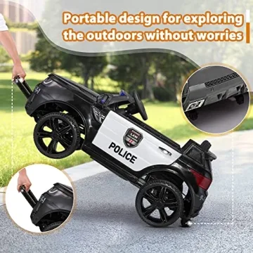 TOBBI Ride-On Police Car for Kids with Remote Control