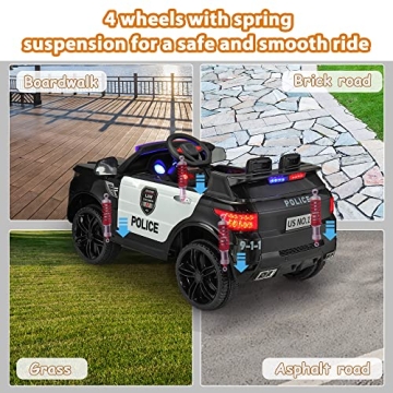 TOBBI Ride-On Police Car for Kids with Remote Control