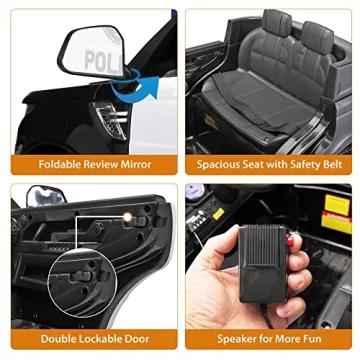 TOBBI Ride-On Police Car for Kids with Remote Control