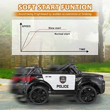 TOBBI Ride-On Police Car for Kids with Remote Control