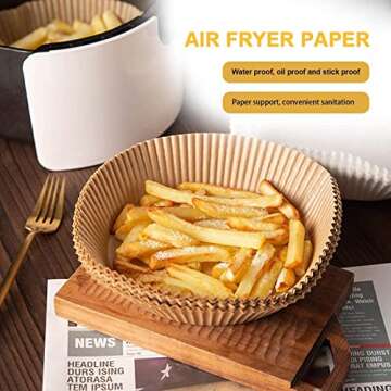 Air Fryer Disposable Paper Liner, Non-stick Air Fryer Liners Baking Paper Sheets for Baking, Roasting, Frying, Air Fryer, Microwave, Oven, Steamer (Original Wood Colour-50 PCS)