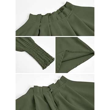 Teurkia Womens Long Sleeve Blouse Office Loose Trendy Casual Work Shirt Tops Army Green