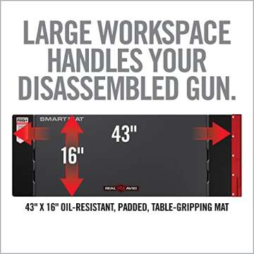 Real Avid Universal Smart Mat - 43x16”, Large Gun Cleaning Mat With Integrated Red Parts Tray, Gun...