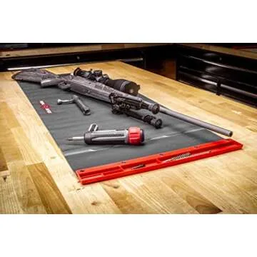 Real Avid Universal Smart Mat - 43x16”, Large Gun Cleaning Mat With Integrated Red Parts Tray, Gun Oil Resistant, Non-Slip, Padded Cleaning Mat, Great Rifle Cleaning Mat for Gun Cleaning Kits,charcoal
