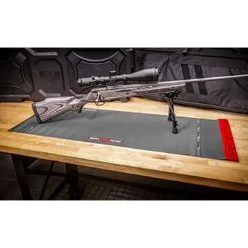Real Avid Universal Smart Mat - 43x16”, Large Gun Cleaning Mat With Integrated Red Parts Tray, Gun Oil Resistant, Non-Slip, Padded Cleaning Mat, Great Rifle Cleaning Mat for Gun Cleaning Kits,charcoal
