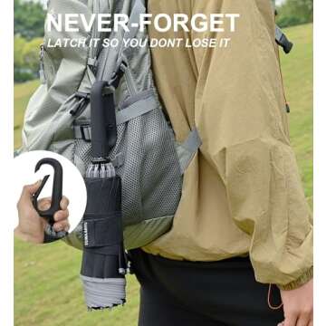 QWB TUMAAOTU Inverted Umbrella with Carabiner Handle, Wind Proof Umbrellas For Rain, 46 Inch Portabl...