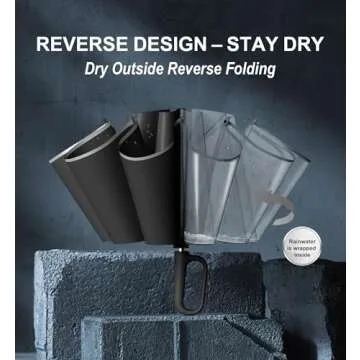 QWB TUMAAOTU Inverted Umbrella with Carabiner Handle, Wind Proof Umbrellas For Rain, 46 Inch Portable Reverse Folding Umbrella, Car Umbrella for Women Men, 10 Ribs (black)