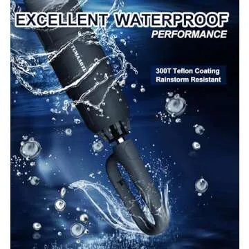 QWB TUMAAOTU Inverted Umbrella with Carabiner Handle, Wind Proof Umbrellas For Rain, 46 Inch Portable Reverse Folding Umbrella, Car Umbrella for Women Men, 10 Ribs (black)