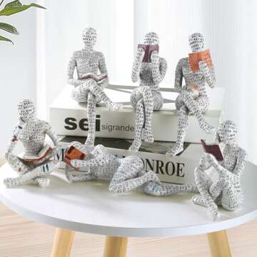 GRAPMKTG Home Decor Pulp Reading Women Thinker Statue Aesthetic Sculpture Room Decor Modern Abstract...
