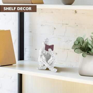 GRAPMKTG Home Decor Pulp Reading Women Thinker Statue Aesthetic Sculpture Room Decor Modern Abstract Decoration on Shelf Table Desk for Living Room Office Bedroom A