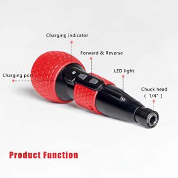 SHENHAOXU 3.6V Cordless Electric Screwdriver Rechargeable portable Mini Rotary Home Gadget，Automatic Manual all in one with LED Light and USB-C Charging Cable RED