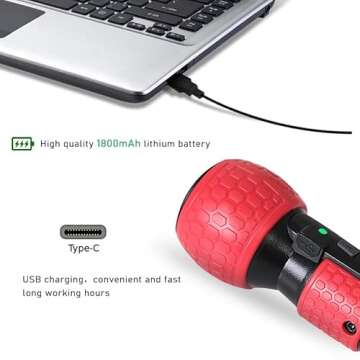 SHENHAOXU 3.6V Cordless Electric Screwdriver Rechargeable portable Mini Rotary Home Gadget，Automatic Manual all in one with LED Light and USB-C Charging Cable RED