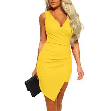 Mizoci Women's Casual Sleeveless Ruched Cocktail Party Dress