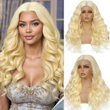 NKMR 613 Lace Front Wig Human Hair 13x6 Blonde Wig Human Hair 180 Density HD Transparent Body Wave L...