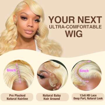 NKMR 613 Lace Front Wig Human Hair 13x6 Blonde Wig Human Hair 180 Density HD Transparent Body Wave Lace Front Wigs Pre Plucked with Baby Hair(22Inch)
